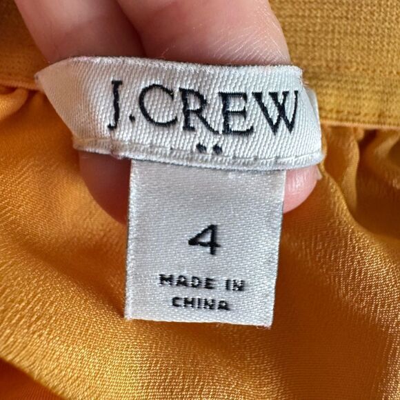 J. Crew Yellow Chiffon Pleated Pull On Midi Skirt Sz 4 Fairy Flowy Coquette - Picture 4 of 5